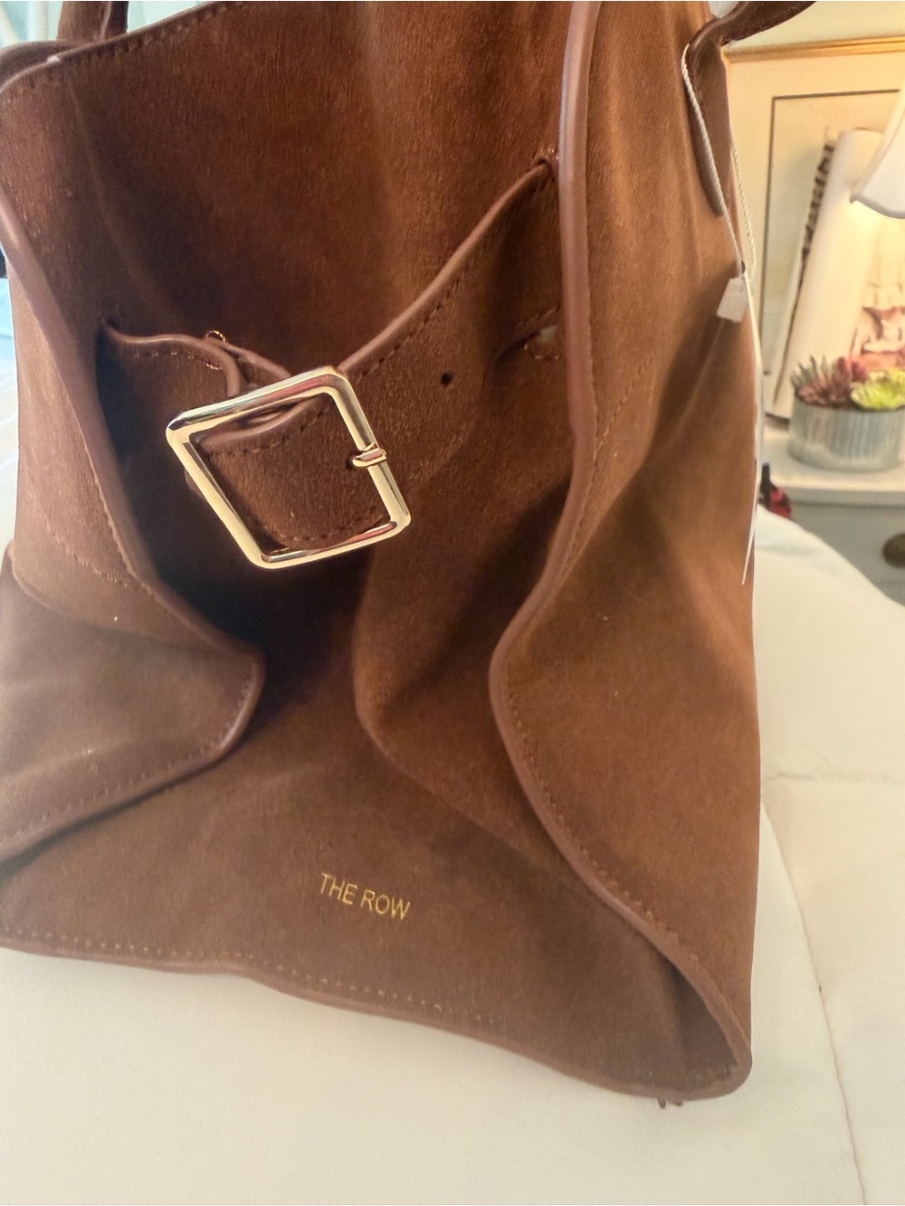 The Row Brown Suede Shoulder Bag - Picture 4 of 10